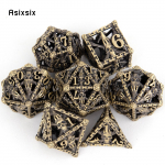 7 tk vasest k&auml;si koljupea metallist t&auml;ringud &otilde;&otilde;nsad metallist mitmetahulised t&auml;ringukomplektid, mis sobivad rollim&auml;nguks RPG lauam&auml;ngu kaardim&auml;nguks kuld