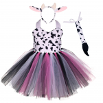V&auml;ikelaste beebit&uuml;drukute loomade s&uuml;nnip&auml;evapidu Tutu kleit lastele metsateemaline kaelkirjak lehm tiiger-sebra leopardimustriline cosplay kost&uuml;&uuml;m Cow Print Dress1-7T-8T&Animal Cosplay