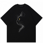 &Uuml;ksildane kass vaatas ette Unisex T-s&auml;rk M must