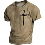 Vintage Jesus Cross Print meeste T-s&auml;rgid Suvised pol&uuml;estrist hingavast &uuml;mmarguse kaelusega lahtised l&uuml;hikesed varrukad pluss suuruses Rock Street Tops L