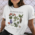 Casual Ladies Basic O-krae Herbology Plants Print Tops Naiste T-s&auml;rk L&uuml;hikeste varrukatega Naiste T-s&auml;rk T&uuml;druk, Drop Ship XL