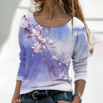 Elegantsed naiste pluusid 3D lilleprintidega pikkade varrukatega topid S&uuml;gis- ja Talvised Naiste T-s&auml;rgid Suurem&otilde;&otilde;dulised Y2k riided t&uuml;drukutele L