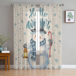 J&otilde;ulud lumehelbed Magamistoa l&auml;bipaistev l&auml;bipaistev kardinad p&uuml;hadekaunistuseks aken Voile t&uuml;llkardin 135W x 114H(cm)