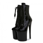 20 cm naiste heledast lakknahast madalad saapad Seksikad k&otilde;rge kontsaga tikk-saapad &uuml;mmargused tantsukingad 35 must