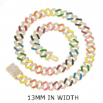 Iced Out Cuban Link Chain Kaelakee Kullav&auml;rvi Rhinestone Mees Kaelakee Bling R&auml;ppar Kaelakee Meestele Hip Hop corrente masculina 24inches(60cm)