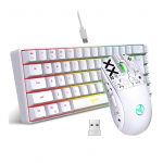 HXSJ klaviatuuri ja hiire kombineeritud juhtmega K68 RGB Streamer minim&auml;nguklaviatuur Membraanklaviatuur ja valge