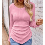 Ebakorrap&auml;rase V-kaelusega &uuml;hev&auml;rvilised silmkoelised topid S&uuml;gistalvised T-s&auml;rgid Naistele Pikkade varrukatega Slim Fit T-s&auml;rgid Riided 30149 S roheline