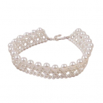 Naiste kaelakee Faux Pearl s&uuml;mmeetriline mitmekihiline &uuml;hev&auml;rviline sileda kaelakee Luksuslik printsess kuninglikus stiilis kaelakaunistus ehted ballipulmad valge