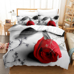 3D roosi voodipesukomplekt Yst&auml;v&auml;np&auml;iv&auml; tekikott 2/3 osaline komplekt DE240 * 220 t&auml;issuuruses luksuslik kate AU Double 180x210cm