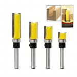 4 tk 1/4-tollise varremustriga tasapinnalise l&otilde;ikefreesi komplekt, 6 mm ruuteriotsak, karbiidimustriga ruuteriotsakute komplekt, puidu l&otilde;ikamine, puidut&ouml;&ouml;tlemist&ouml;&ouml;riistad 4pcs