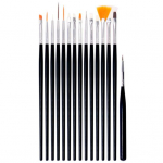 15 tk/komplekt Pro Nail Art t&auml;ppidega joonistuspliiats lakiga meigipintslid manik&uuml;&uuml;ri t&ouml;&ouml;riistad must