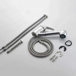 K&ouml;&ouml;gisegisti v&auml;ljat&otilde;mmatav tila kuuma ja k&uuml;lma segisti kraan 360&deg; p&ouml;&ouml;rlev pihustiga poleeritud kroomitud kraanikauss, vees&auml;&auml;stlik tekile paigaldatud