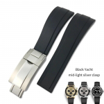 20 mm kvaliteetsest kummist kellarihm Role Daytona GMT Submariner GMT OYSTERFLEX must k&auml;ev&otilde;ru veekindel kellarihm Black 21mm with logo&gold clasp