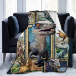 SHUIHAN Dinosauruste tekk Lastele Poistele Loomade Flanellist Fliisist tekk Dinosauruste Tekid Diivan Diivan Magamistoa Elutoa 75x90cm