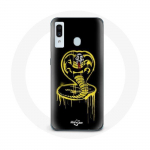 Coque pour Samsung Galaxy A20 Cobra Kai Logo Jaune Fond Noir Affiche S&eacute;rie