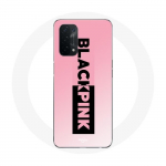Coque pour Oppo A54 5G Blackpink Groupe de K-pop Logo Noir Rose Fond Rose