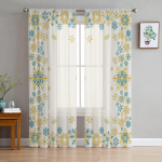 J&otilde;ulud talve lumehelbed Magamistuba l&auml;bipaistev l&auml;bipaistev kardinad P&uuml;hadekaunistused Aken Voile t&uuml;llkardin 135W x 114H(cm)