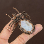 Natural Rainbow Moonstone Gemstone Copper Wire Wrap Spider Pendant 2.56 k8z40