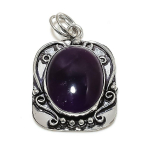 Natural Sage Amethyst Gemstone 925 Sterling Silver Gift Pendant 1.97 w5j11