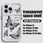 Butterfly Clear Shell for Iphone 16 Pro 15 14 Plus 13 12 Mini 11 Pro Max Xs Max Xr X/Xs 7 8 Plus P&otilde;rutuskindel pehme silikoonist &uuml;mbrise kate iPhone 15 must