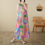 Varrukateta Pluss size vintage Floral uus kleit naistele vaba vaba pikk suvekleit XL