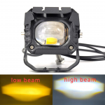 New two-color small steel cannon motorcycle LED spotlight waterproof headlight high and low beam 12-80V truck car universal