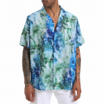 Hawaii s&auml;rk meestele, meeste vintage n&ouml;&ouml;pidega keeglis&auml;rgid l&uuml;hikeste varrukatega suvine rannas&auml;rk L sinine