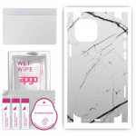apgo Protective Skin Sticker for the back+sides compatible with Apple iPhone 13 mini, Full Wrap Film, Foil, Vinyl - Pattern White Marble