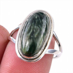 Looduslik Serafiini Kivi 925 Prooviga Sterling H&otilde;bedast Ehted S&otilde;rmuse Suurus 8 y3N96