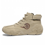 K&auml;sitsi &otilde;mmeldud nahast meeste saapad S&uuml;gisene vabaaja l&otilde;hestatud nahast kingad Meeste poolsaapad 38 hall v&auml;rv