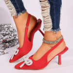 Kingad naistele Slingbacks Naiste k&otilde;rged kontsad Mood Butterfly-s&otilde;lmega kontori- ja karj&auml;&auml;rin&otilde;ud Seksikad terava otsaga libisevad k&otilde;rged kontsad 43 punane