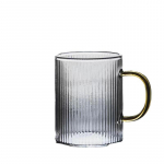 Ribiline mahlivee joogiklaas k&auml;epidemega, vertikaalselt triibuline borosilikaat, kuumakindel kohvitass, viskiklaas 300ml With Handle(1Pcs)