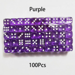 100 tk / komplekt D6 t&auml;ringud 12 mm 6 k&uuml;ljega mitmev&auml;rvilised l&auml;bipaistvad v&auml;rvilised akr&uuml;&uuml;list &uuml;marate servadega t&auml;ringud lauam&auml;ngu lauam&auml;ngule, joogipeole DND 12mm-Purple