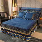 Talvine Kristall Samet Kuldne Pits Voodiseelik Paksendatud Puuvill L&uuml;hike Pl&uuml;&uuml;s Voodikate Libisemisvastane ja Kulumiskindel Voodipesu 150x200cm bed skirt