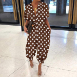 Leopard Jumpsuit Naine Retro naiste l&uuml;hikeste varrukatega n&ouml;&ouml;biga vabaaja p&uuml;ksid XXL kohv