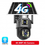 4G SIM-v&auml;liskaamera 8MP WiFi p&auml;ikesepaneeliga V380 topeltobjektiiviga AI automaatne j&auml;lgimine &ouml;&ouml;n&auml;gemine kahesuunaline heli CCTV turvakaitse 4G Cam