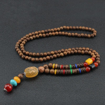 Retro rahvastiilis puidust puidust helmed Bodhi rahu pandlaga ripats pikk kampsun kett Mood r&otilde;ivamanused