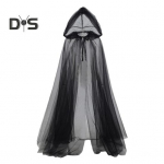 Halloween Cosplay Mantel kummitusv&otilde;rk kapuutsiga pingutusn&ouml;&ouml;r plisseeritud p&otilde;rand pikkus gooti keskaegne esinemine keebid kost&uuml;&uuml;mid karnevali mantel M must