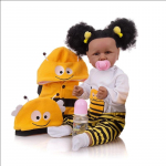 57 cm Reborn Baby V&auml;ikelapse nukud K&auml;sitsi juurdunud kiudjuuksed Must nahk Silikoon T&auml;iskeha Elutruu Reborn Girl Doll Lastep&auml;eva kingitused 23 inch