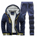 Talvine pl&uuml;&uuml;sis kampsun, meeste soe kampsun, kaheosaline komplekt XL sinine