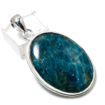 Neon Blue Apatite Gemstone Handmade 925 Sterling Silver Gift Pendant 1.97 w2n68