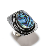 Abalone Shell Gemstone Handmade 925 Sterling Silver Jewelry Ring Size 9 d8u81