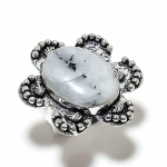 Natural Rainbow Moonstone Gemstone 925 Sterling Silver Ring Size 8.5 a2k43