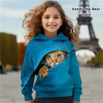 T&uuml;drukute 3D-kassi kapuutsiga pullover, pikkade varrukatega 3D-prindiga lasteriiete mood kost&uuml;&uuml;mid t&uuml;drukutele vanuses 2&ndash;12 aastat 130