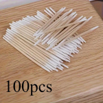 10 cm / 3,94 tolli topelt &uuml;hekordne Ultimate Control terava otsaga ots, professionaalne tattoo meigiaplikaator, kvaliteetsed kosmeetikapulgad, valge 100pcs valge