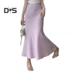 Naiste kalasaba seelik k&otilde;rge v&ouml;&ouml;kohaga kalasaba seelik &uuml;hev&auml;rviline Retro satiin tekstuuriga puusa seelik XL kollane