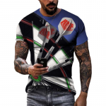 Uued Suvised Moodi Darts Graafilised T-s&auml;rgid Trend Meeste Vabaaja 3D Prindiga Uudsed Huvitavad Mustriga T-s&auml;rgid &Uuml;mara Kaelusega L&uuml;hikeste Varrukatega Topid 3XL