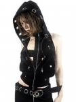 Altgoth T&auml;navamood Gooti Tume Vest Naised Harajuku Y2k E-t&uuml;druk K&uuml;berpunk Rist Kapuutsiga L&uuml;hike Tanktopp Emo Alt Grunge Riietus Naised S must