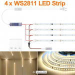 Nutikas adresseeritav piksliga LED-ribavalgusti 120LED/M 24V WS2811 voolava vee voolu j&auml;litav LED-valguslint ruumi treppide seinakaunistamiseks 5M-4PC