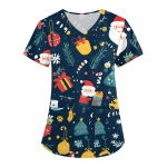 Naiste moe j&otilde;ulutr&uuml;kiga l&uuml;hikeste varrukatega V-kaelusega v&auml;ike t&ouml;&ouml; T-s&auml;rk L kuld